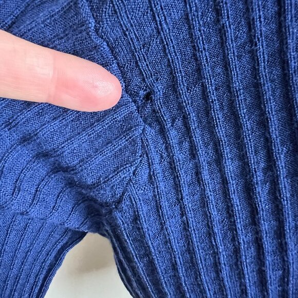 Nordstrom Collection Sweater Top Womens Large Blue Merino‎ Wool Dolman High Low - Picture 4 of 12